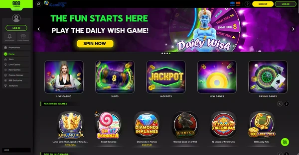 Screenshot of 888 Casino Casino website