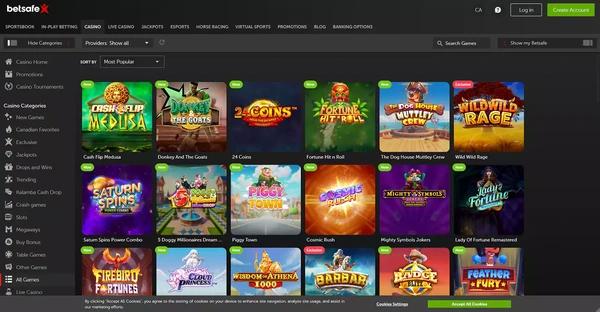 Screenshot of Betsafe Casino website