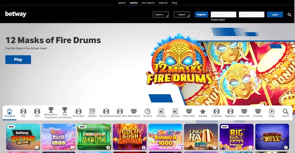 Screenshot of Betway Casino website