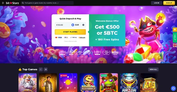 Screenshot of bitStarz Casino website