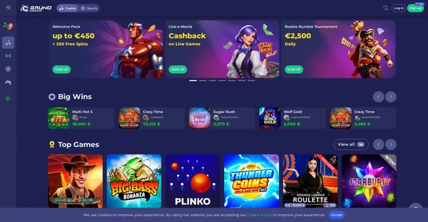 Screenshot of Bruno Casino website