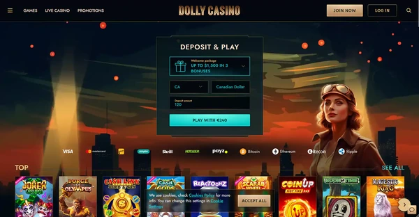 Screenshot of Dolly Casino website