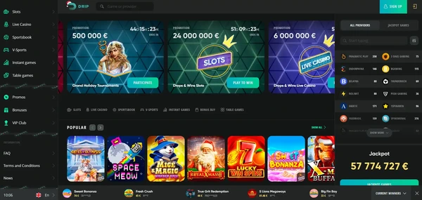 Screenshot of Drip Casino website