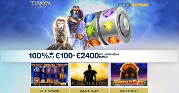 Screenshot of Europa Casino website
