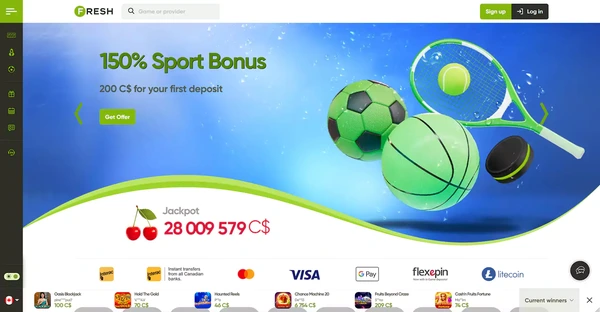 Screenshot of Fresh Casino website