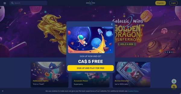 Screenshot of Galaxyno Casino website