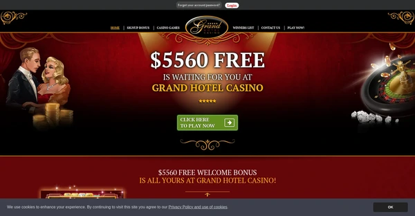 Screenshot of Grand Hotel Casino website