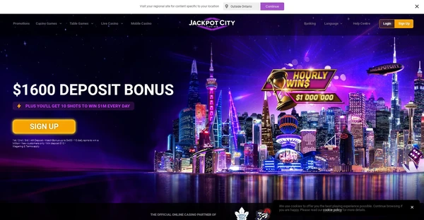 Screenshot of JackpotCity Casino website