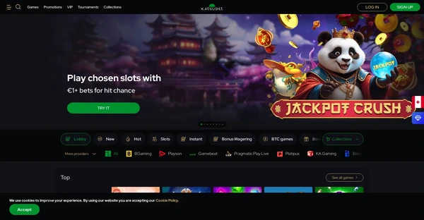 Screenshot of Katsubet Casino website