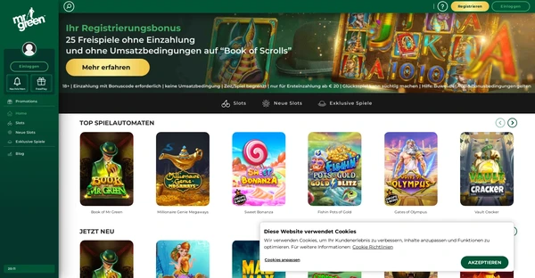 Screenshot of Mr Green Casino website