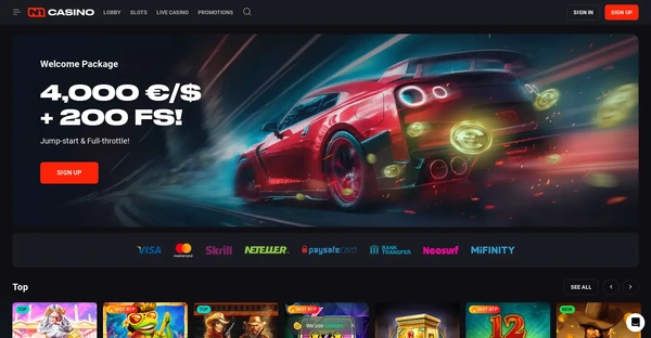 Screenshot of N1 Casino website