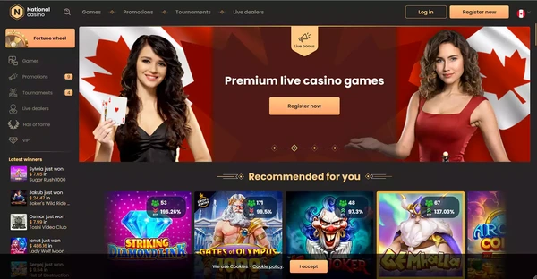 Screenshot of National Casino website