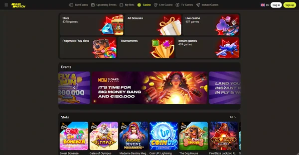 Screenshot of Parimatch Casino website