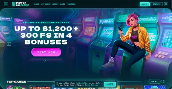 Screenshot of PowerUp Casino website
