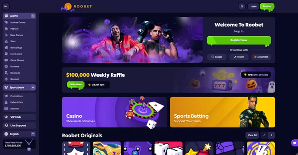 Screenshot of Roobet Casino website