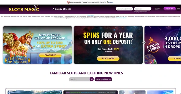 Screenshot of SlotsMagic Casino website