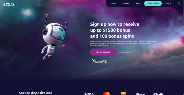 Screenshot of Spin Away Casino website