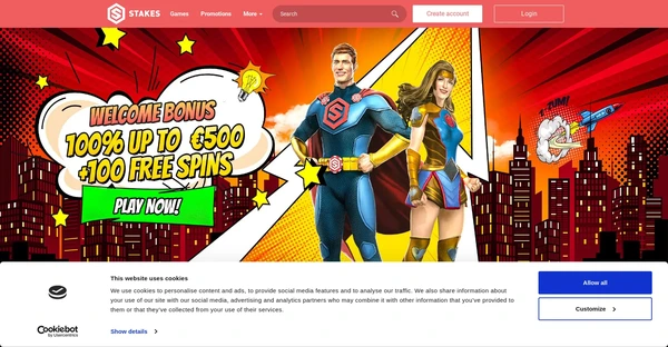 Screenshot of Stakes Casino Casino website