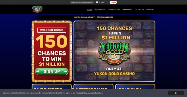 Screenshot of Yukon Gold Casino website
